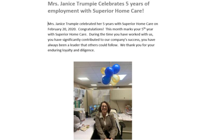 Home Care in Pittsburgh PA: Work Anniversary
